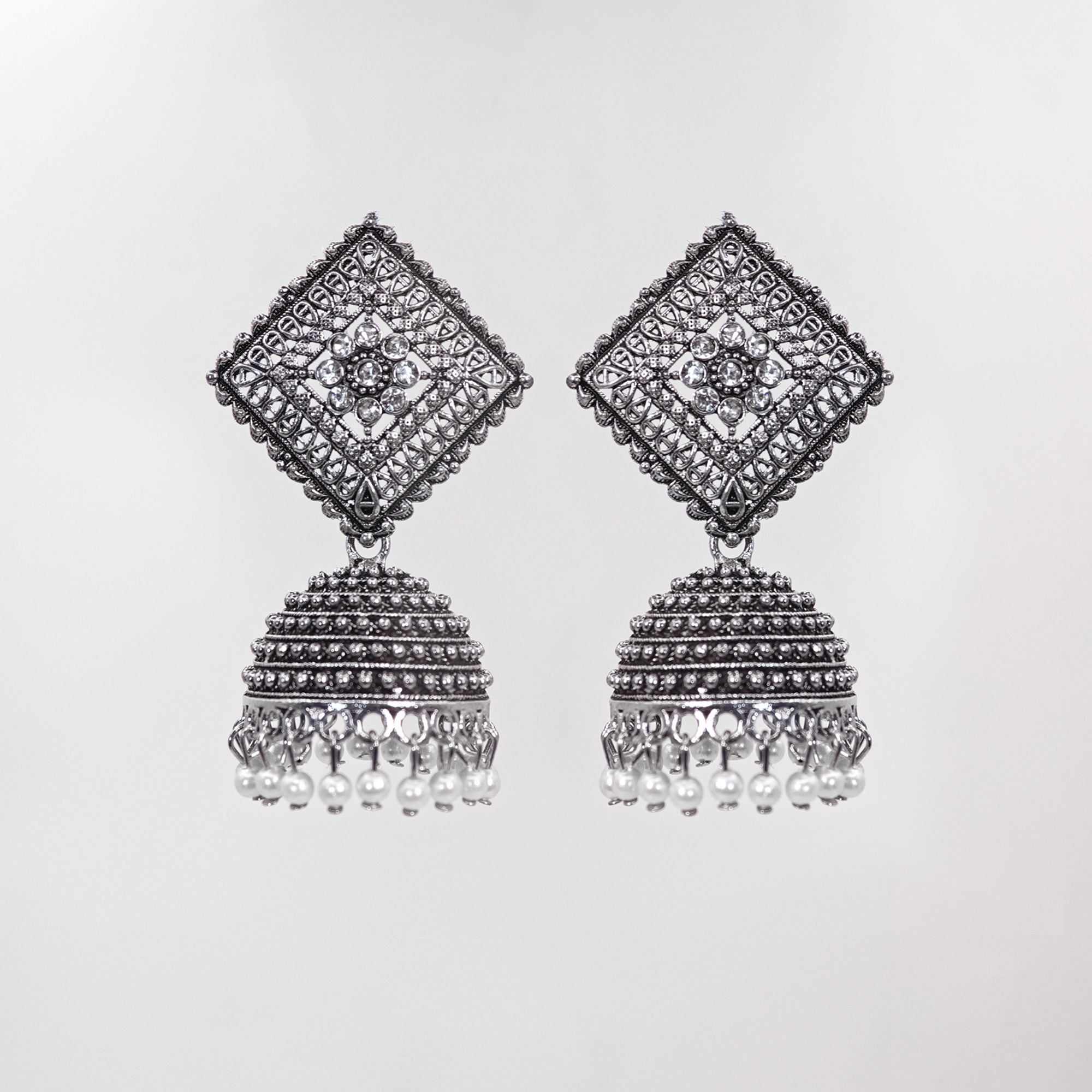 Chaukriti Jhumka | Oxidised Jhumka | Premium Silver Jhumka