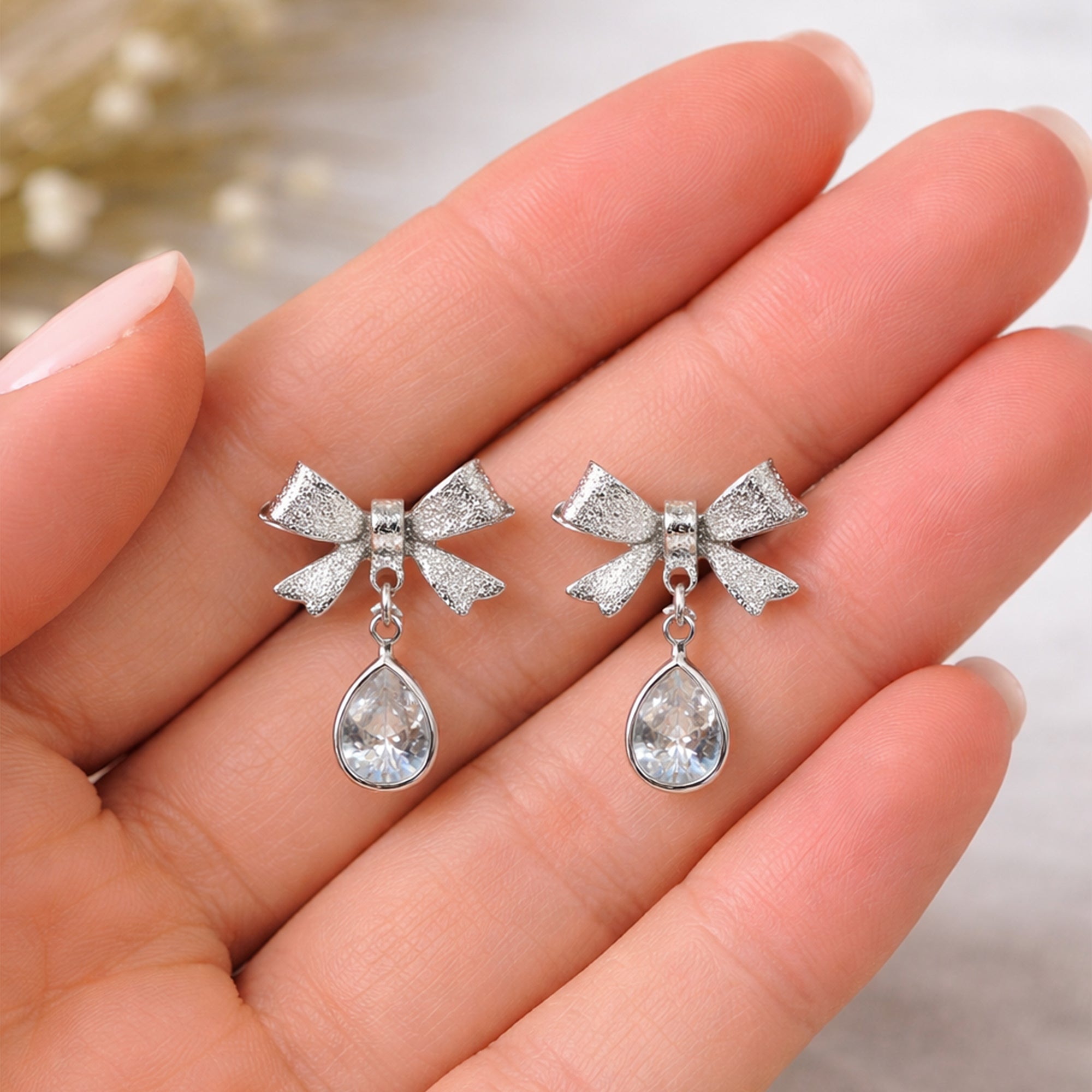 Bow Drop Glam | Minimal Earring for women