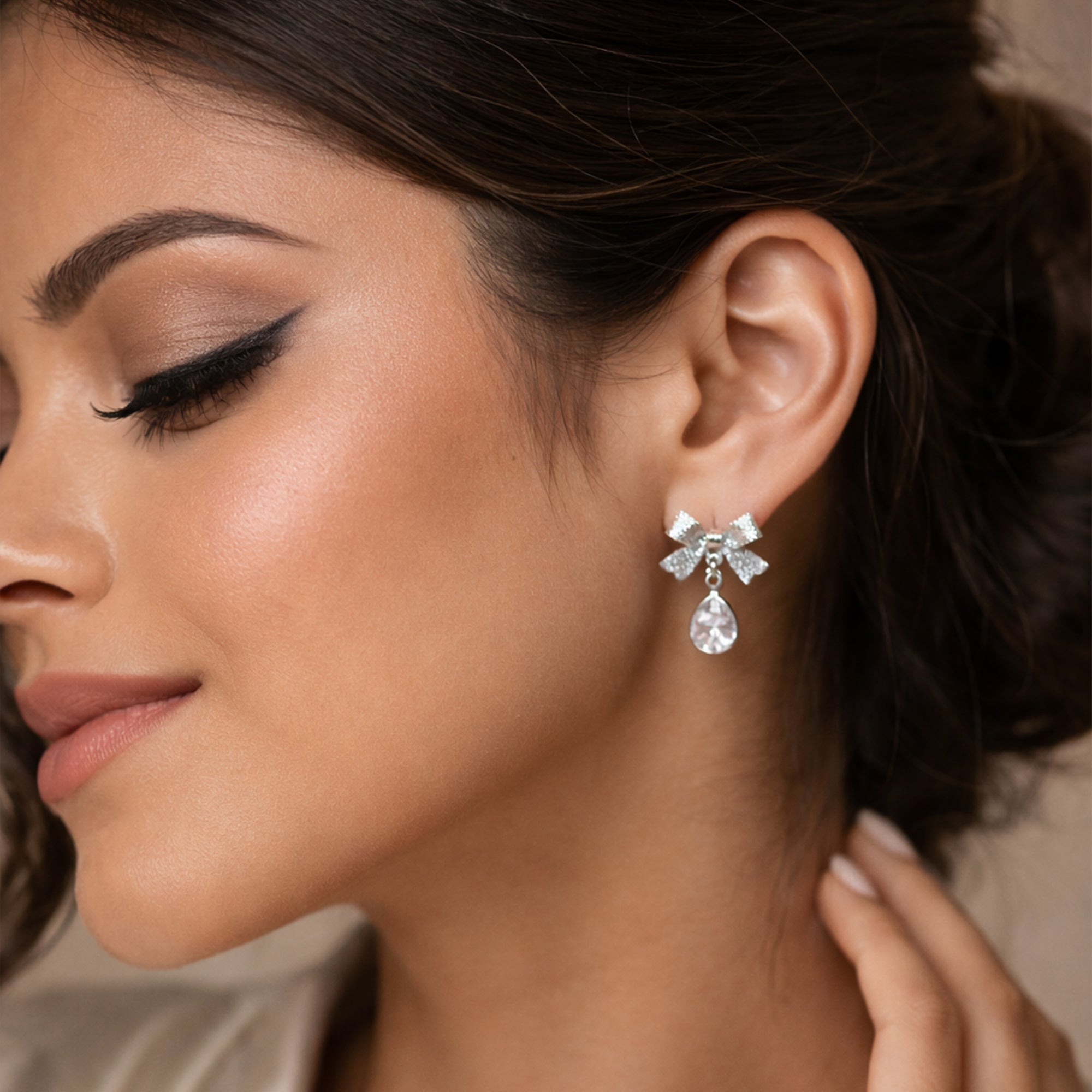 Bow Drop Glam | Minimal Earring for women