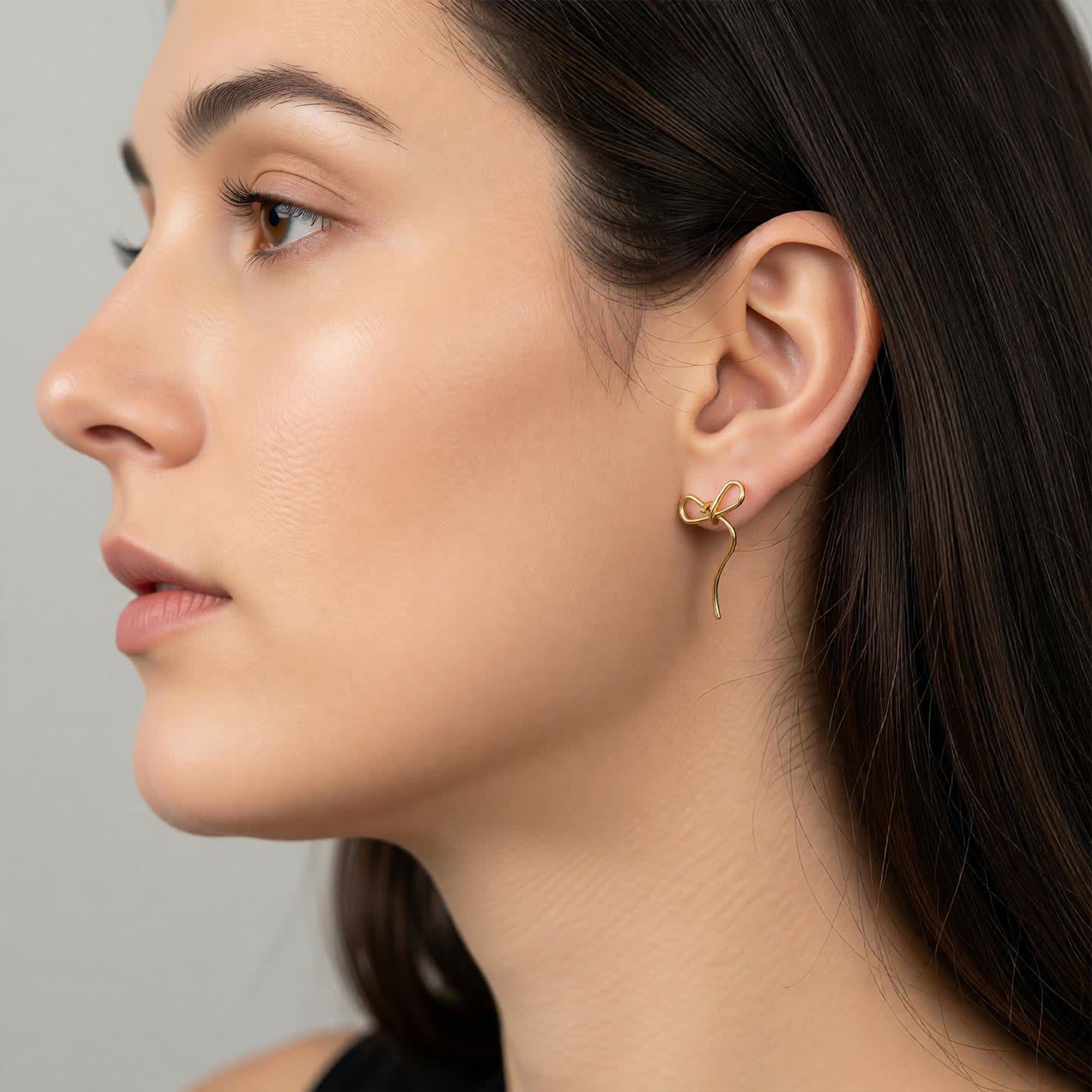 Bow Bliss Stud Earrings | Minimal Gold-Tone Earring | Earring for women