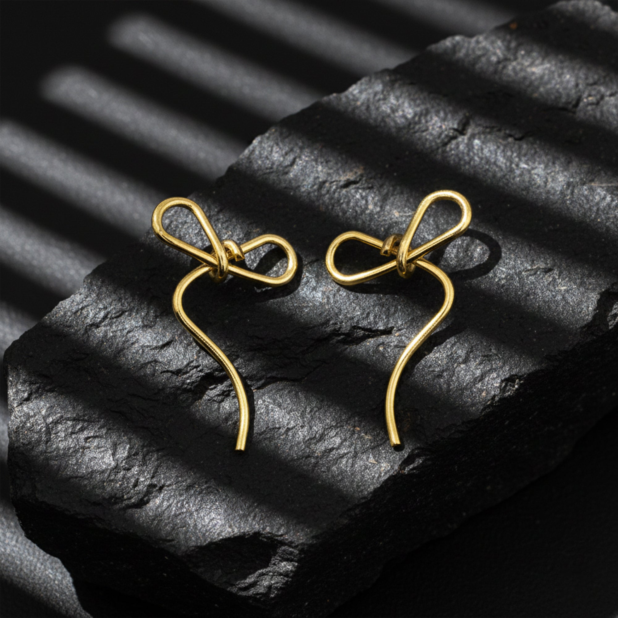 Bow Bliss Stud Earrings | Minimal Gold-Tone Earring | Earring for women